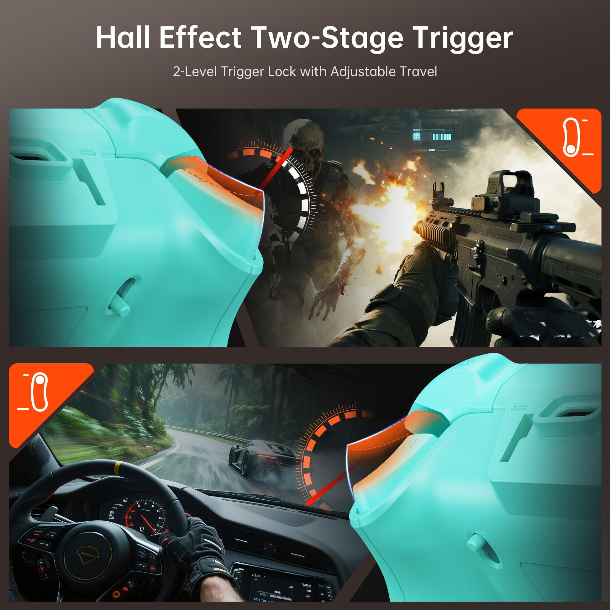 GUSGU G7 Wireless Gaming Controller with Interactive Screen, 1000Hz Polling Rate, Hall Joysticks & Triggers, 4 Programmable Buttons, Compatible with PC, Switch1, PS4, iOS, Android, Red - TechNova