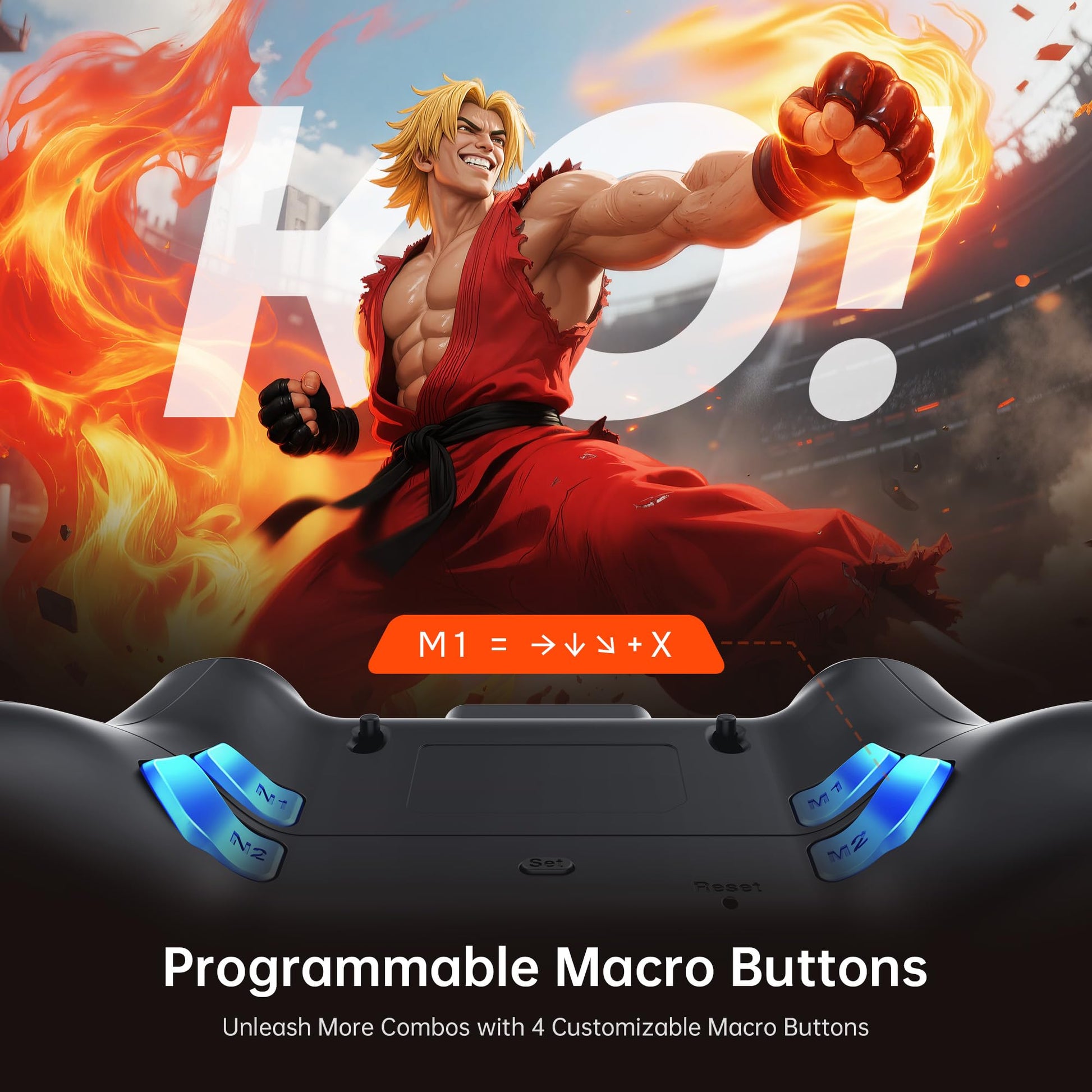 GUSGU G7 Wireless Gaming Controller with Interactive Screen, 1000Hz Polling Rate, Hall Joysticks & Triggers, 4 Programmable Buttons, Compatible with PC, Switch1, PS4, iOS, Android, Red - TechNova