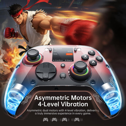 GUSGU G7 Wireless Gaming Controller with Interactive Screen, 1000Hz Polling Rate, Hall Joysticks & Triggers, 4 Programmable Buttons, Compatible with PC, Switch1, PS4, iOS, Android, Red - TechNova