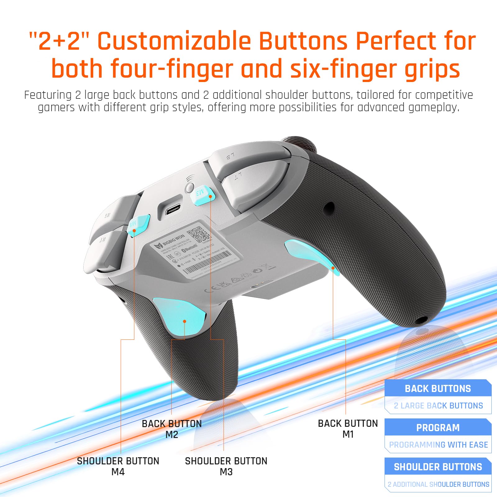 BIGBIG WON BLITZ2 Wireless Controller, 16 Fully Mechanical Micro Switch, 2000Hz Report Rate, TMR Electromagnetic Joysticks, PC Controller for PC/Switch/iOS/Android - TechNova