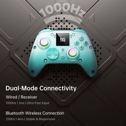 GUSGU G7 Wireless Gaming Controller with Interactive Screen, 1000Hz Polling Rate, Hall Joysticks & Triggers, 4 Programmable Buttons, Compatible with PC, Switch1, PS4, iOS, Android, Red - TechNova