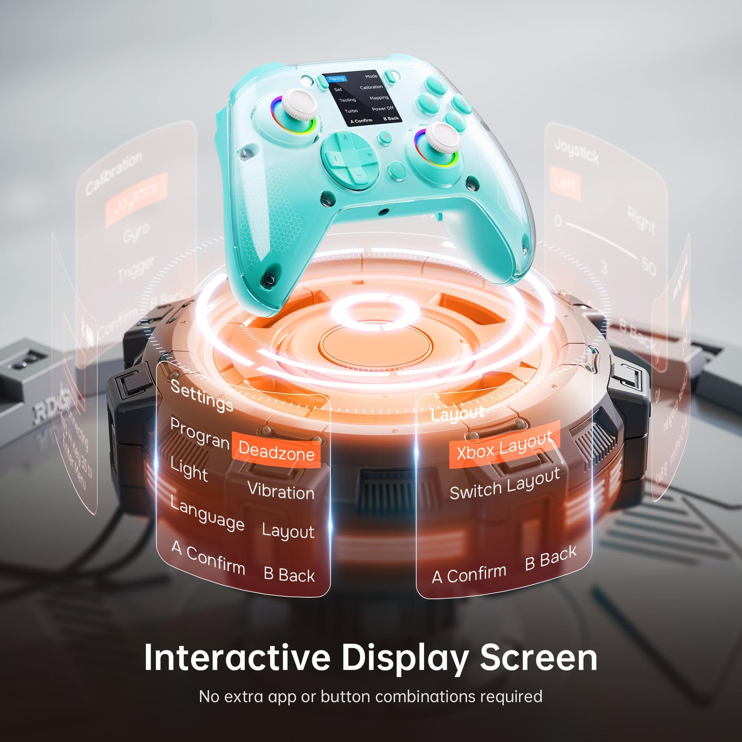 GUSGU G7 Wireless Gaming Controller with Interactive Screen, 1000Hz Polling Rate, Hall Joysticks & Triggers, 4 Programmable Buttons, Compatible with PC, Switch1, PS4, iOS, Android, Red - TechNova