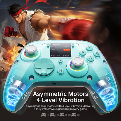 GUSGU G7 Wireless Gaming Controller with Interactive Screen, 1000Hz Polling Rate, Hall Joysticks & Triggers, 4 Programmable Buttons, Compatible with PC, Switch1, PS4, iOS, Android, Red - TechNova