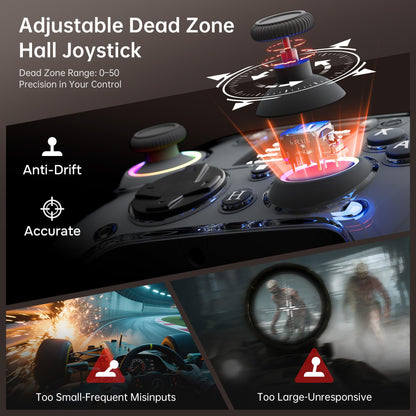 GUSGU G7 Wireless Gaming Controller with Interactive Screen, 1000Hz Polling Rate, Hall Joysticks & Triggers, 4 Programmable Buttons, Compatible with PC, Switch1, PS4, iOS, Android, Red - TechNova