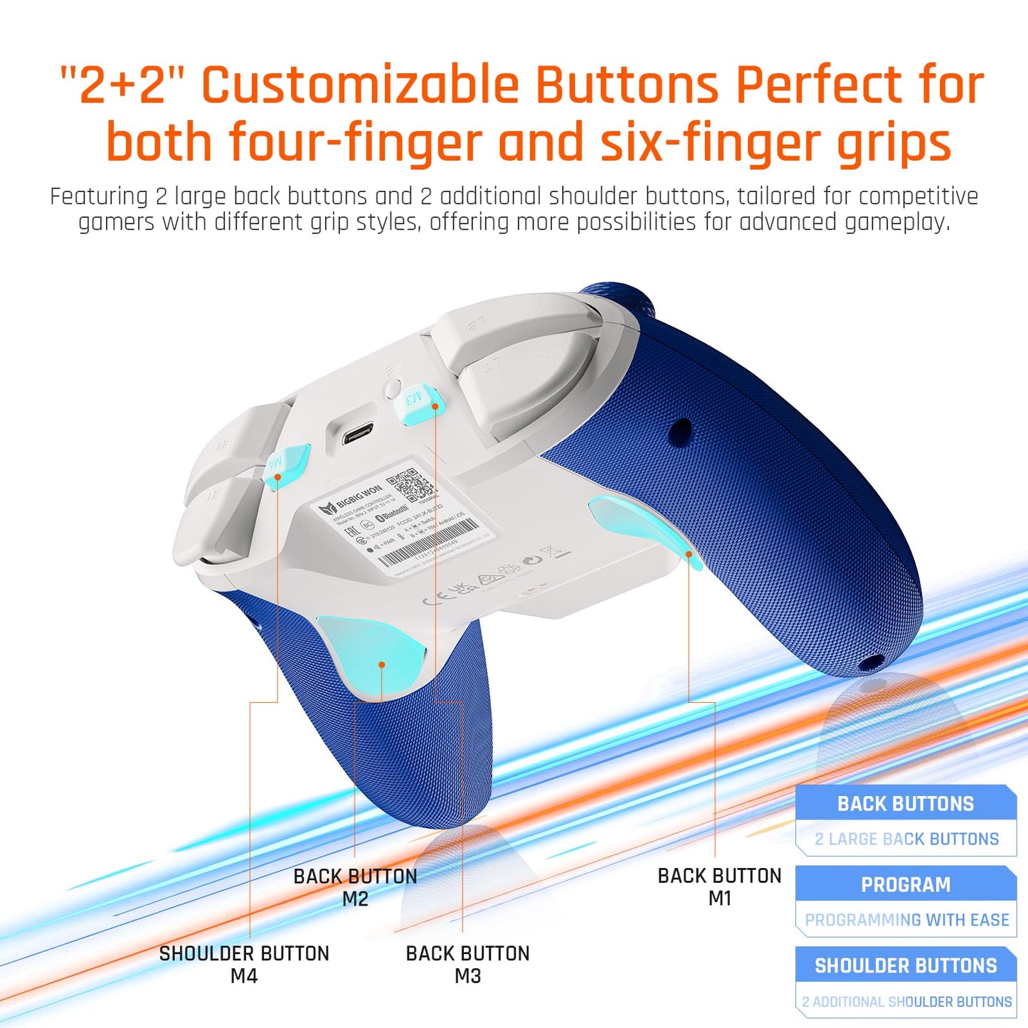 BIGBIG WON BLITZ2 Wireless Controller, 16 Fully Mechanical Micro Switch, 2000Hz Report Rate, TMR Electromagnetic Joysticks, PC Controller for PC/Switch/iOS/Android - TechNova