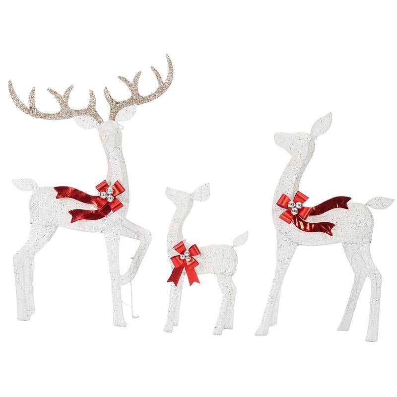 FOOWIN 3D Large Lighted Christmas Reindeer Family Set - 3 - Piece 4.8Ft Pre - Lit Outdoor Decoration with 210 LED Lights and Red Bows for Yard, Patio, Lawn, and Garden - TechNova