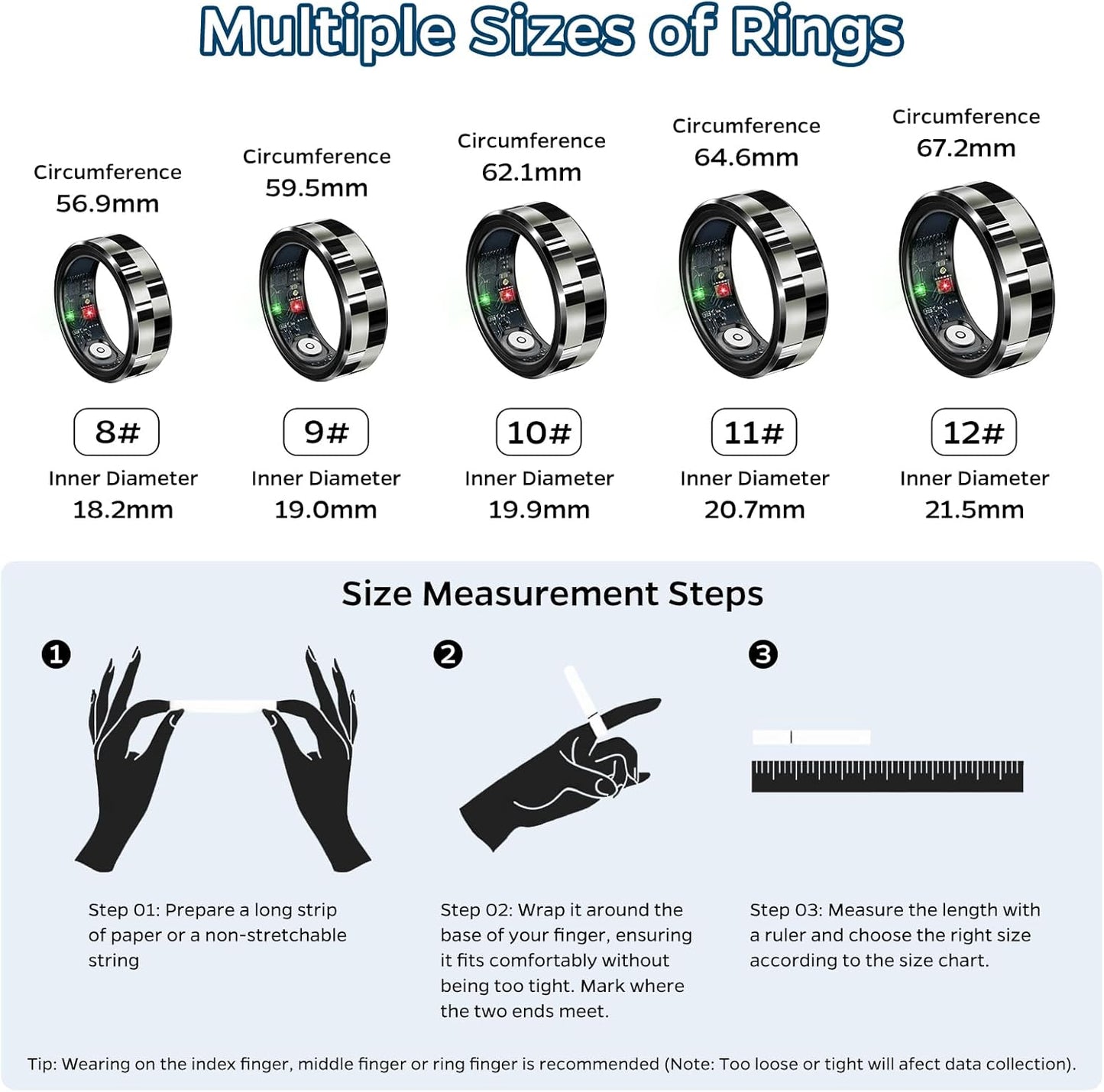 Waterproof Fitness Ring with Heart Rate Monitor for Sleep Tracking & Air Gestures - TechNova