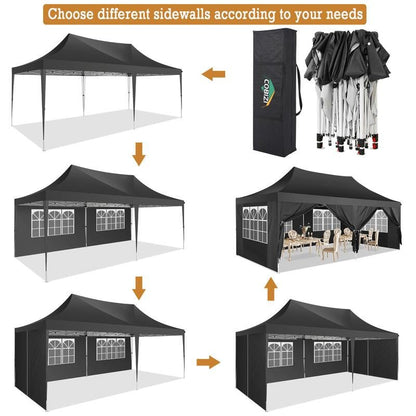 COBIZI 10X20 Pop up Outdoor Commercial Party Tent, Waterproof with 6 Sidewalls, Luxury Camping Tent for Adults,Springtok - TechNova