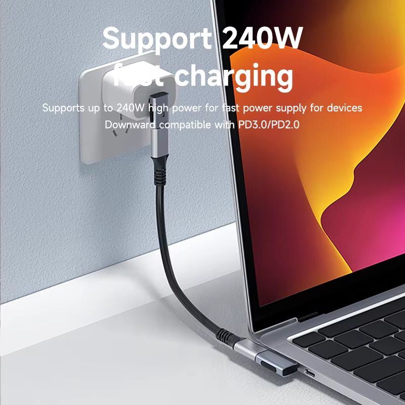 240W USB C to C Adapter 40Gbps 8K 60Hz 90 Degree Converter USB4 Adapter for Thunderbolt 4/3 Macbook Iphone 17 Pro Tablet - TechNova