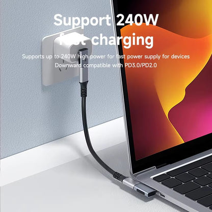 240W USB C to C Adapter 40Gbps 8K 60Hz 90 Degree Converter USB4 Adapter for Thunderbolt 4/3 Macbook Iphone 17 Pro Tablet - TechNova