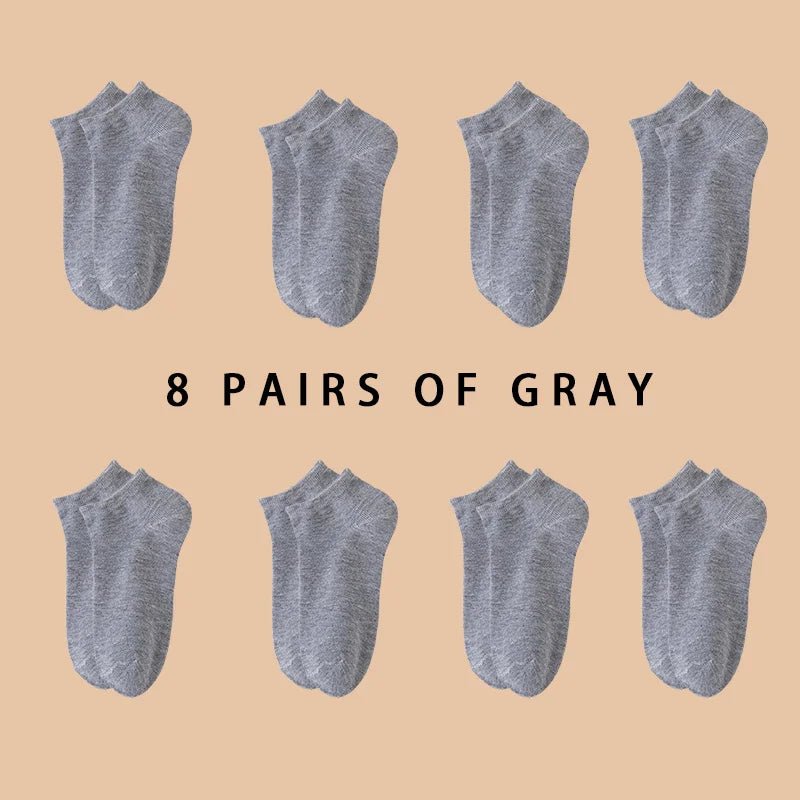 8 Pairs Women/Men Boat Socks Invisible Low Cut Silicone Non - Slip Summer No - Show Ankle Socks Solid Color Casual Breathable - TechNova