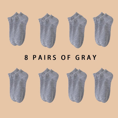 8 Pairs Women/Men Boat Socks Invisible Low Cut Silicone Non - Slip Summer No - Show Ankle Socks Solid Color Casual Breathable - TechNova