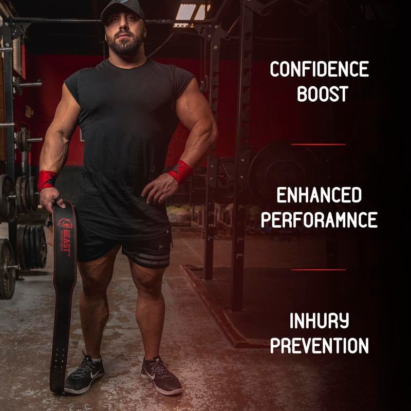 Weight Lifting Belt 4Inch Leather Belt with Free Wrap - Foam Padded Back Support Gym Belt for Bodybuilding Squat Deadlift Weight Belt, Weightlifting Belt Men Women - TechNova