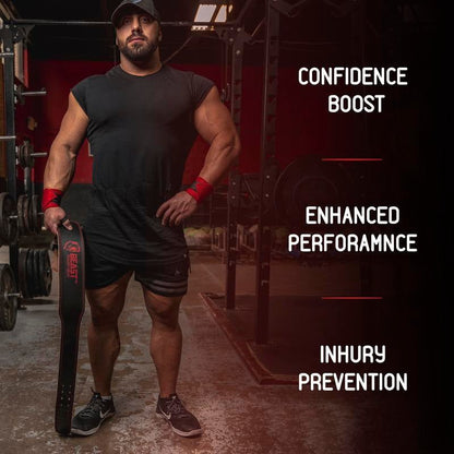 Weight Lifting Belt 4Inch Leather Belt with Free Wrap - Foam Padded Back Support Gym Belt for Bodybuilding Squat Deadlift Weight Belt, Weightlifting Belt Men Women - TechNova