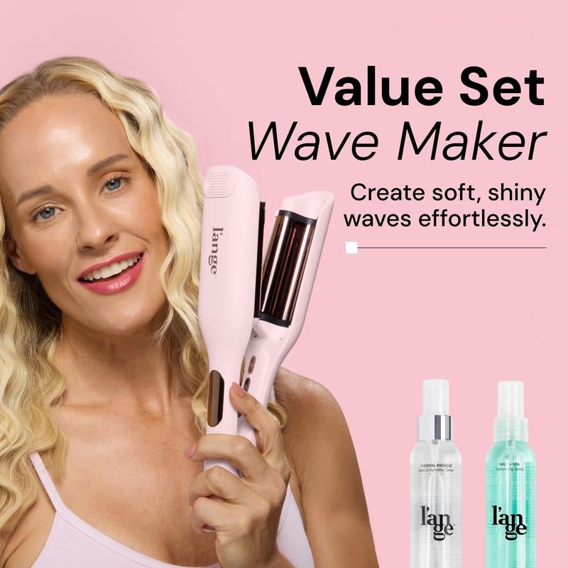NEW! Wave Maker Value Set - Sculptwaver Titanium Deep Wave Crimper, Thermal Magique Heat & Humidity Tamer, & Salt + Séa Texturizing Spray - TechNova
