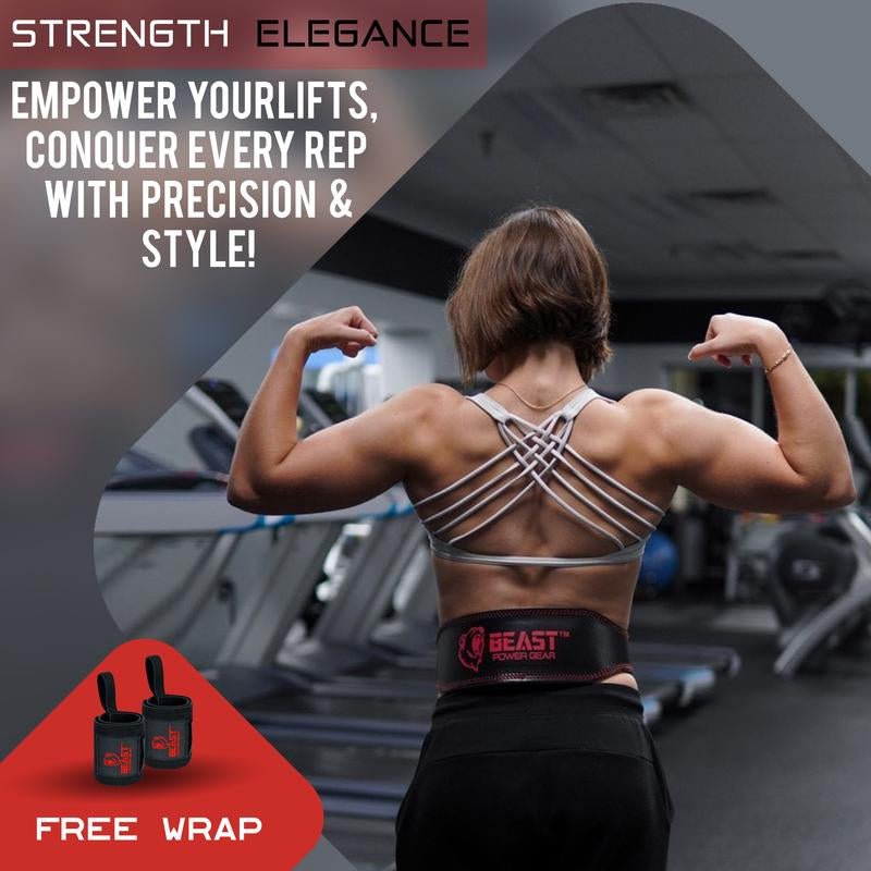 Weight Lifting Belt 4Inch Leather Belt with Free Wrap - Foam Padded Back Support Gym Belt for Bodybuilding Squat Deadlift Weight Belt, Weightlifting Belt Men Women - TechNova