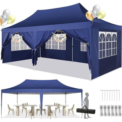 COBIZI 10X20 Pop up Outdoor Commercial Party Tent, Waterproof with 6 Sidewalls, Luxury Camping Tent for Adults,Springtok - TechNova