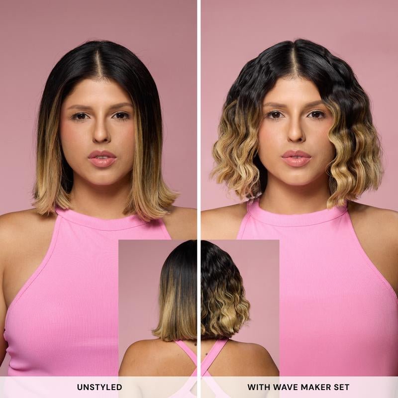 NEW! Wave Maker Value Set - Sculptwaver Titanium Deep Wave Crimper, Thermal Magique Heat & Humidity Tamer, & Salt + Séa Texturizing Spray - TechNova