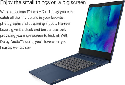2021 Ideapad 3 Laptop, 17.3" HD+, Intel Core I5 - 1035G1 Processor, HDMI, Bluetooth, Wi - Fi, Webcam, Online Class, Zoom, Windows 10, Abyss Blue, KKE Bundle (20GB RAM | 1TB SSD) - TechNova