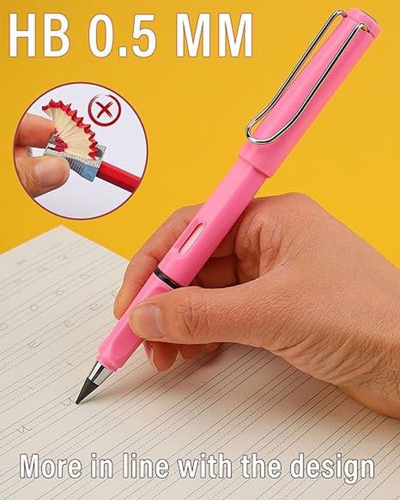 6 Pcs Everlasting Pencil, Infinity Magic Forever Pencils with Eraser, Reusable Cute Inkless Eternal Pencil for Kids Writing, Sketching, Drawing - TechNova