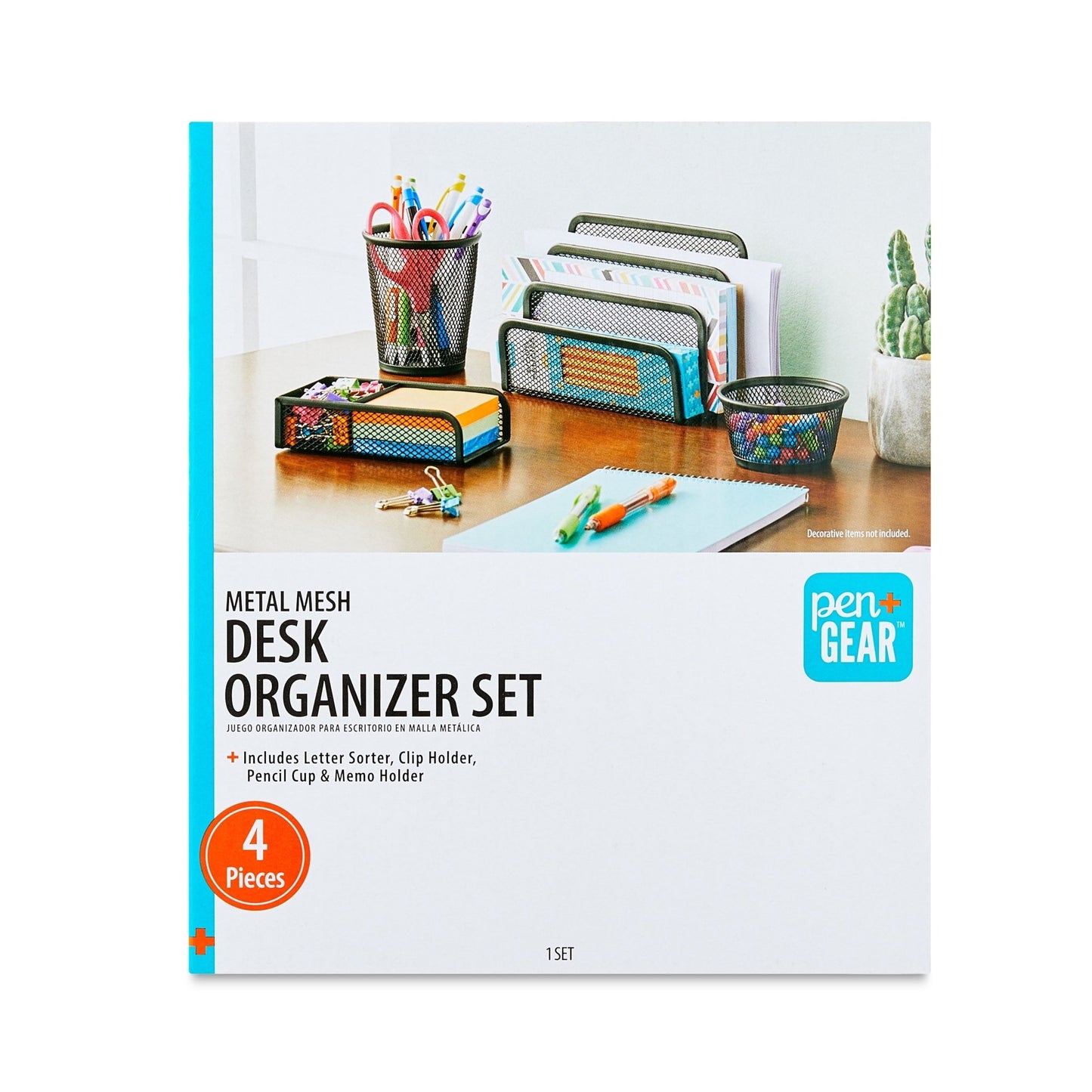 Metal Desk Organizer Set, Black, 4 Pieces - TechNova