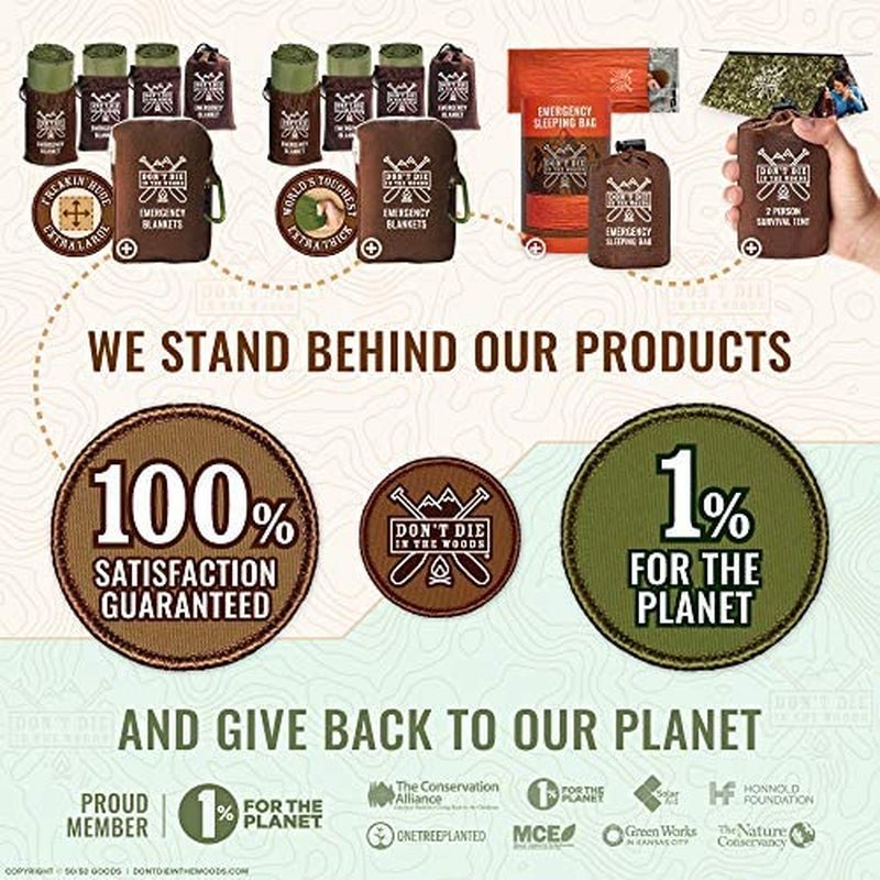 Outdoor Survival Blankets [4-Pack] Mylar Thermal Emergency Gear - XL Size, Green - TechNova