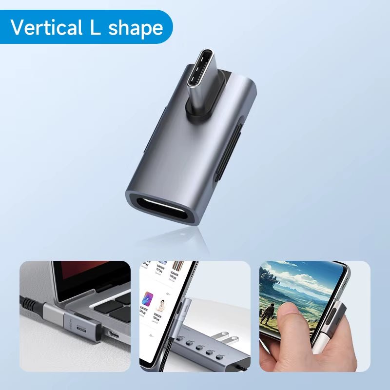 240W USB C to C Adapter 40Gbps 8K 60Hz 90 Degree Converter USB4 Adapter for Thunderbolt 4/3 Macbook Iphone 17 Pro Tablet - TechNova