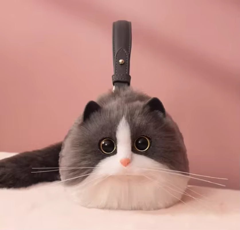 One Shoulder Bag Female Design Small Man Messenger Bag Versatile Hand Made Autumn and Winter Plush Cute Cat Bag - TechNova