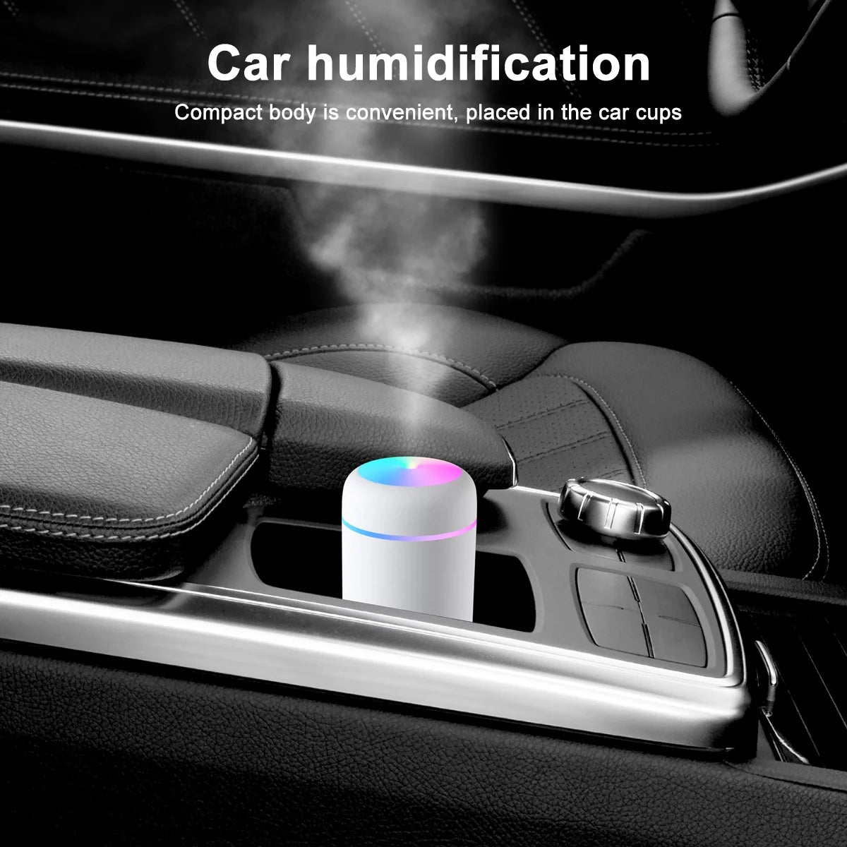 Portable Mini Humidifier, 300Ml Small Cool Mist Humidifier, Quiet Humidifier for Car - Black - TechNova