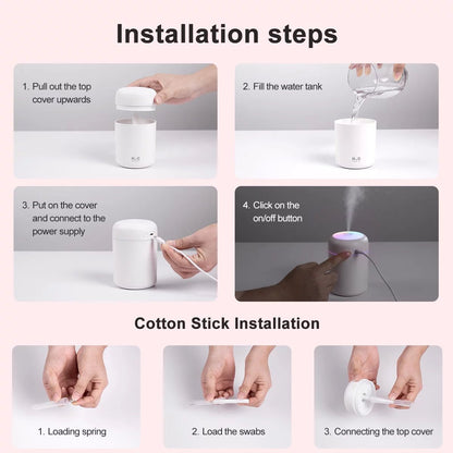 Portable Mini Humidifier, 300Ml Small Cool Mist Humidifier, Quiet Humidifier for Car - Black - TechNova