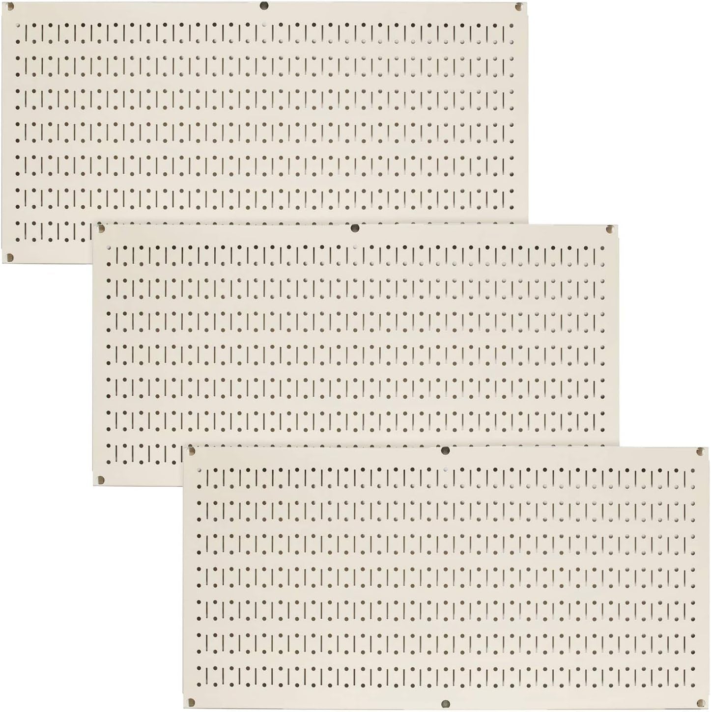 Pegboard Value Pack - (3) Pack of 16 - Inch Tall X 32 - Inch Wide Horizontal Metal Wallboards for Home & Garage Tool Storage Organization (Beige Pegboard) - TechNova