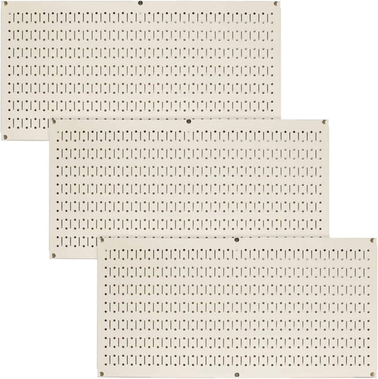 Pegboard Value Pack - (3) Pack of 16 - Inch Tall X 32 - Inch Wide Horizontal Metal Wallboards for Home & Garage Tool Storage Organization (Beige Pegboard) - TechNova