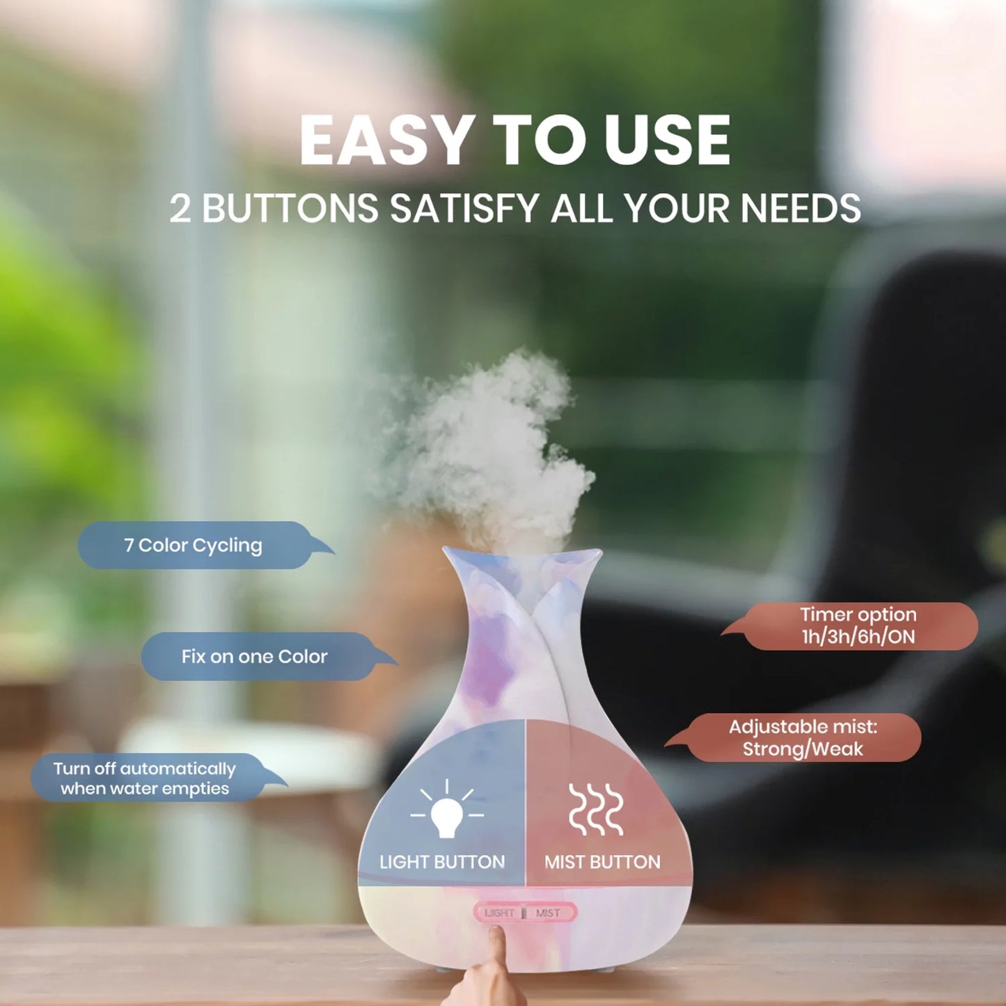 Tie Dyed Unique Ultrasonic Aromatherapy Mist Diffuser Humidifier (300 Ml) - TechNova