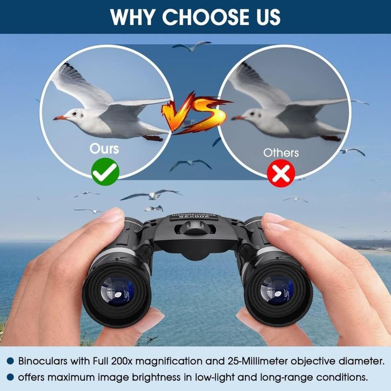 200X25 Compact Binoculars for Adults and Kids, High Powered Mini Pocket Binoculars, Waterproof Small Binocular for Bird Watching, Hunting, Concert, Theater, Opera, Traveling, Sightseeing - TechNova