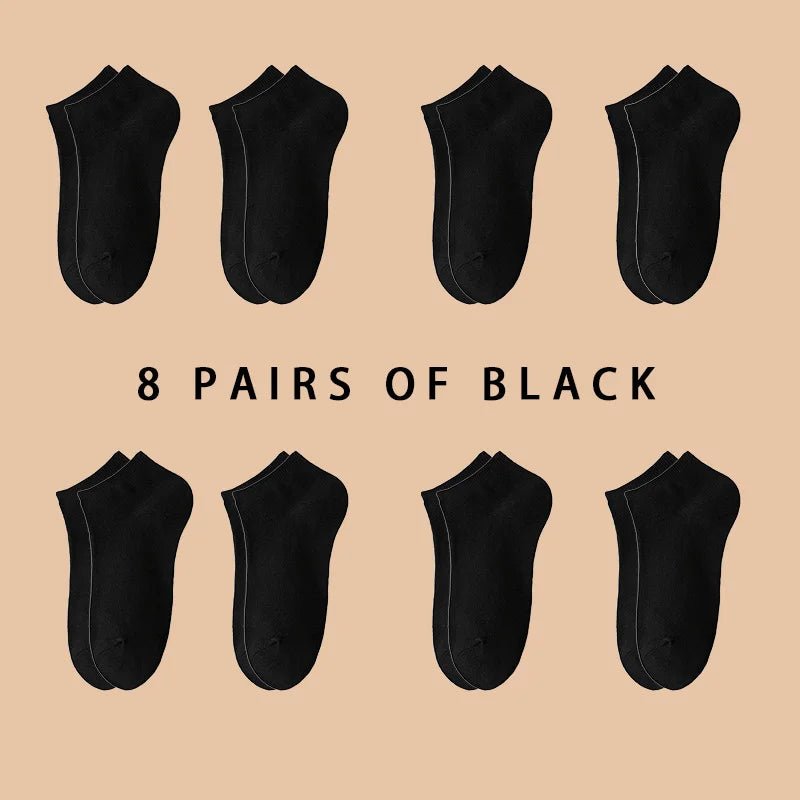 8 Pairs Women/Men Boat Socks Invisible Low Cut Silicone Non - Slip Summer No - Show Ankle Socks Solid Color Casual Breathable - TechNova