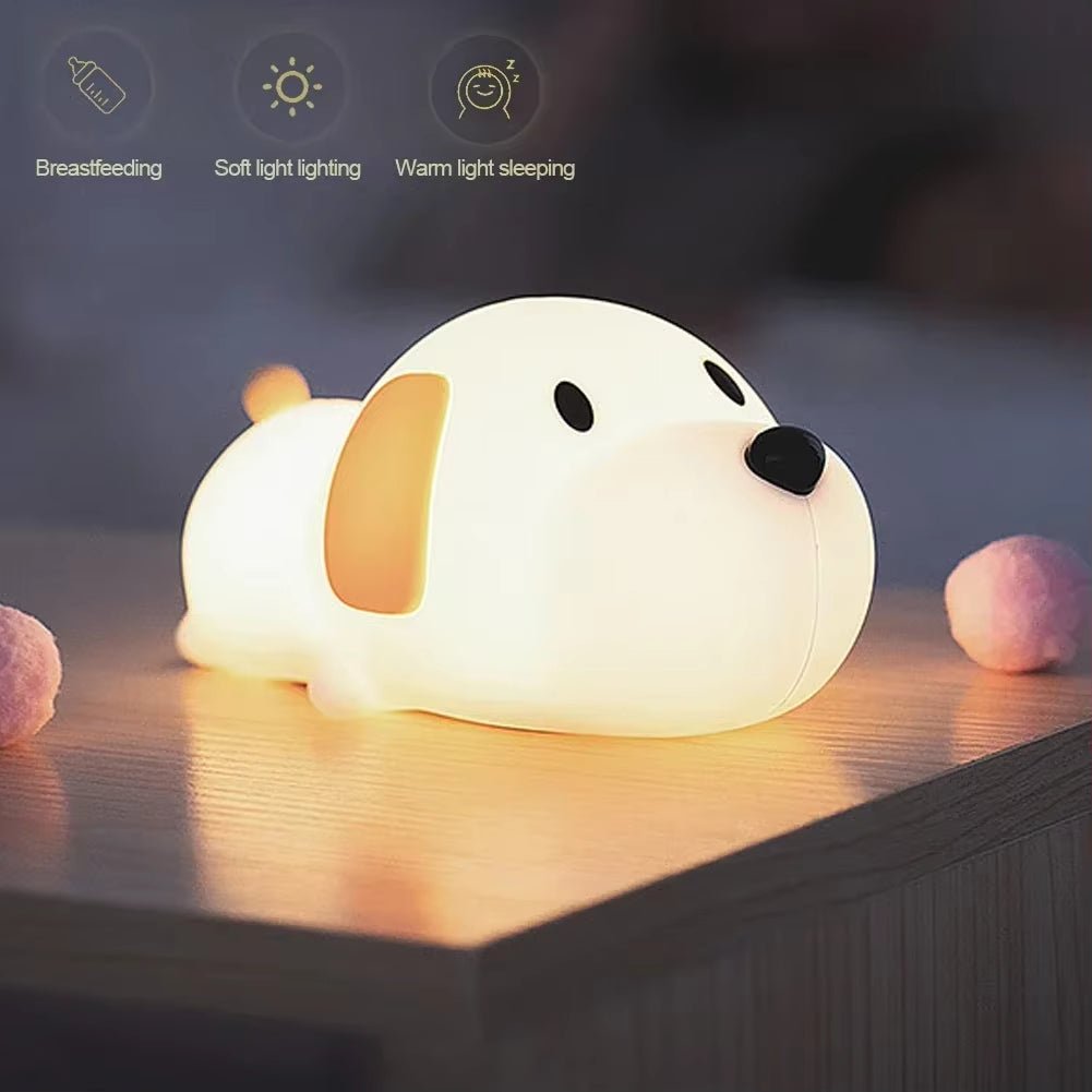 Cute Puppy Dog Touch Senor Night Light Silicone Dimmable Atmosphere Lamp Children Kids Holiday Gift Sleeping Bedroom Night Lamps - TechNova