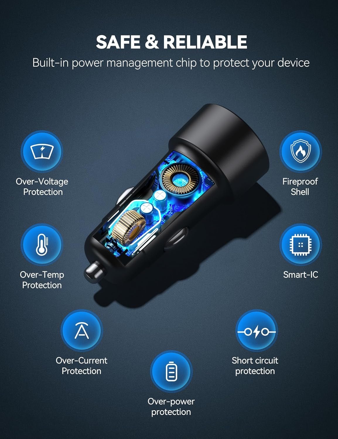 USB C Car Charger [2Pack], 48W 2 - Port Cigarette Lighter Fast Chargering, PD&QC3.0 USBC Car Charger Adapter Compatible with Iphone 16/15 Plus/15/14/13 Galaxy - TechNova