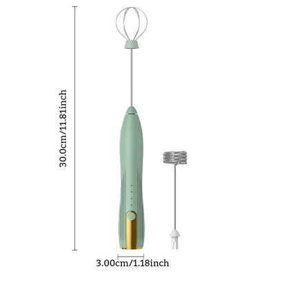 Electric Milk Frother USB Rechargeable Foam Maker Mixer Coffee Cream Cappuccino Drink Frothing Wand Handheld Egg Beater 3 Speeds - TechNova