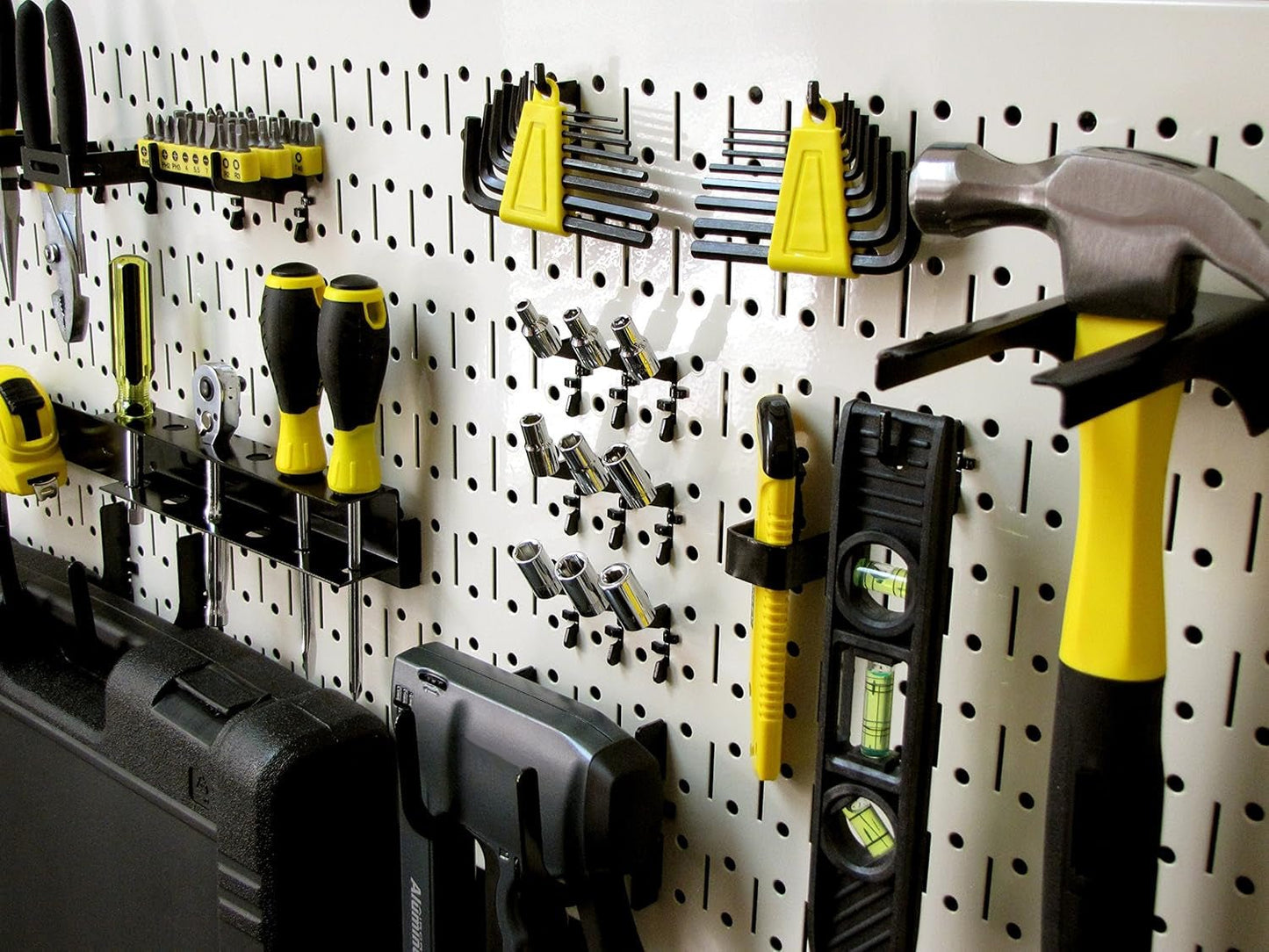 Pegboard Value Pack - (3) Pack of 16 - Inch Tall X 32 - Inch Wide Horizontal Metal Wallboards for Home & Garage Tool Storage Organization (Beige Pegboard) - TechNova