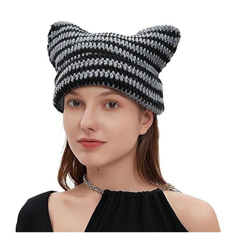 [Thanksgiving and Halloween Gifts] Beanie for Women Men Crochet Hat Hat Cute Hat with Ears Beanie Winter Hat Slouchy Beanie - TechNova