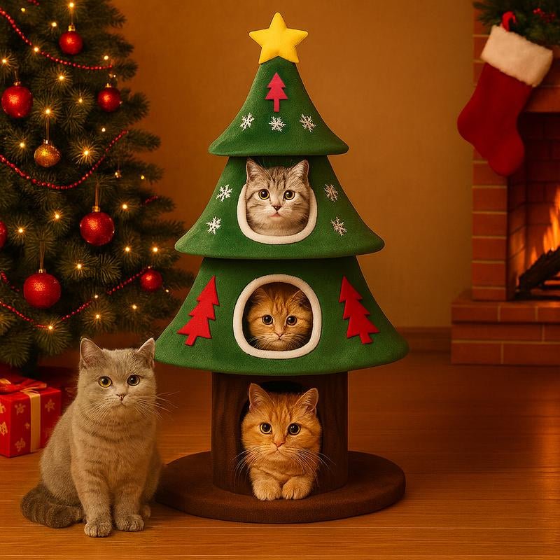 Comhoma 50" Cat Tree: Indoor Tower & Christmas Party Decoration with Condos & Beds - TechNova