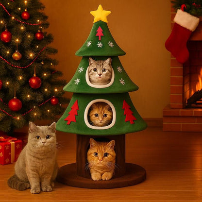 Comhoma 50" Cat Tree: Indoor Tower & Christmas Party Decoration with Condos & Beds - TechNova