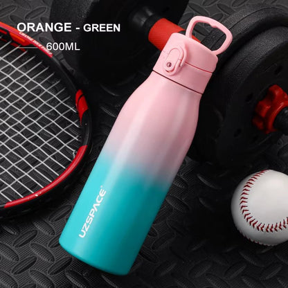 Gradient Color Portable Sport Bottle - Stainless Steel Water Bottle - Girls' Flask 600/1000Ml - TechNova