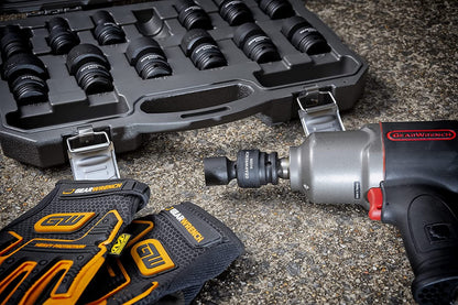 13 Pc. 1/2" Drive 6 Pt. Standard Universal Impact Socket Set, SAE - 84938N - TechNova