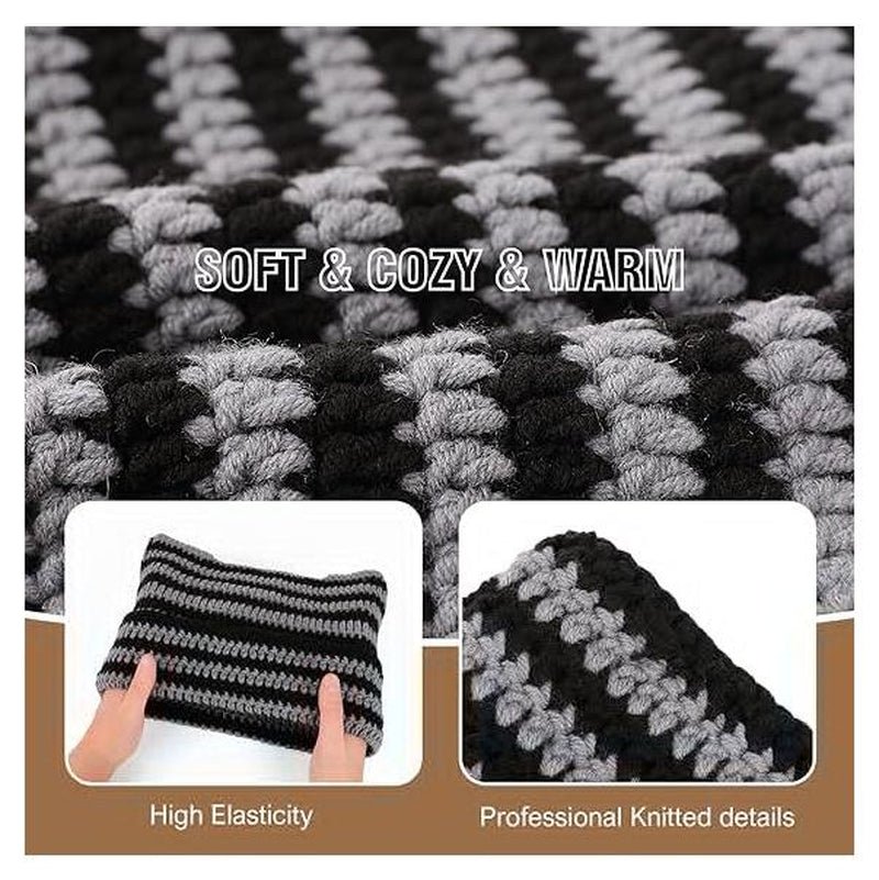 [Thanksgiving and Halloween Gifts] Beanie for Women Men Crochet Hat Hat Cute Hat with Ears Beanie Winter Hat Slouchy Beanie - TechNova