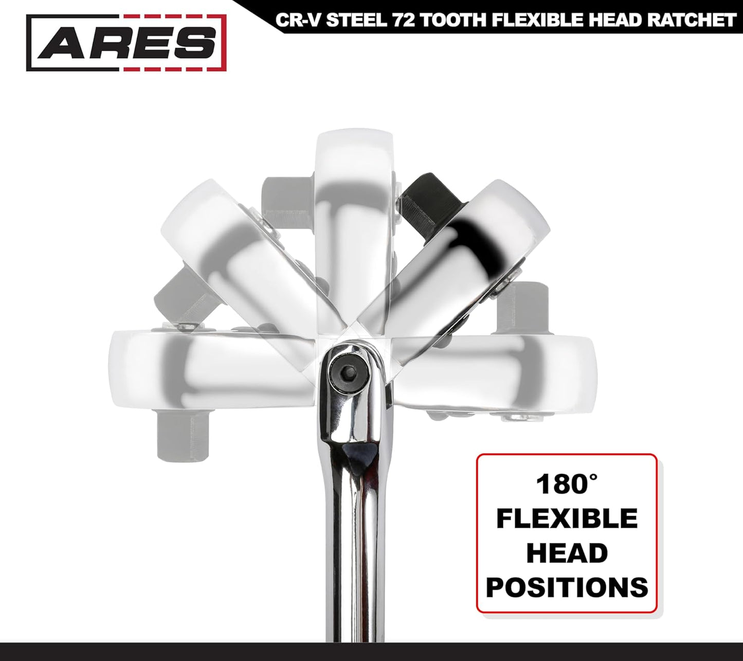 Premium Chrome Vanadium Steel Flex Head Ratchet - Quick Release Design - 3/8-Inch Drive - TechNova