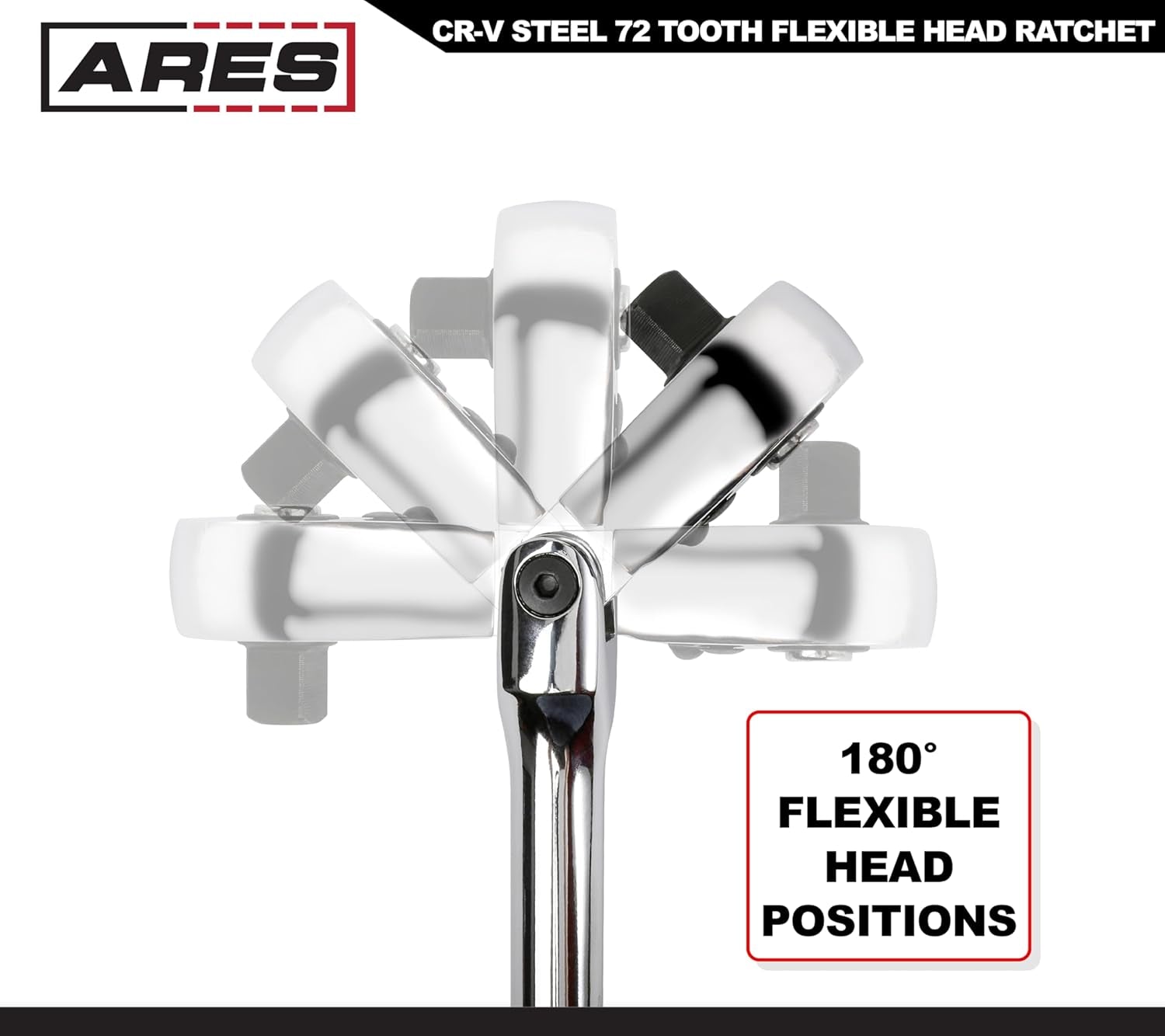 Premium Chrome Vanadium Steel Flex Head Ratchet - Quick Release Design - 3/8-Inch Drive - TechNova