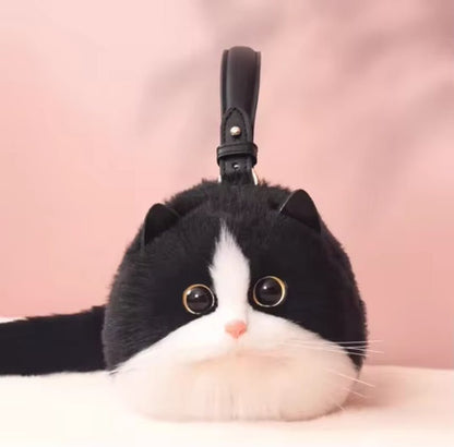 One Shoulder Bag Female Design Small Man Messenger Bag Versatile Hand Made Autumn and Winter Plush Cute Cat Bag - TechNova