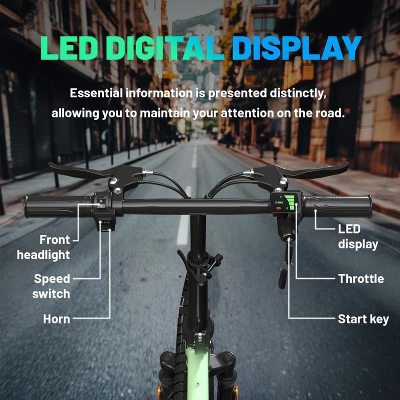 14" Lightweight Folding Electric Commuter E-Bike | 48V 500W Motor | 20MPH Speed | UL 2849 Certified - TechNova