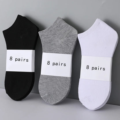 8 Pairs Women/Men Boat Socks Invisible Low Cut Silicone Non - Slip Summer No - Show Ankle Socks Solid Color Casual Breathable - TechNova